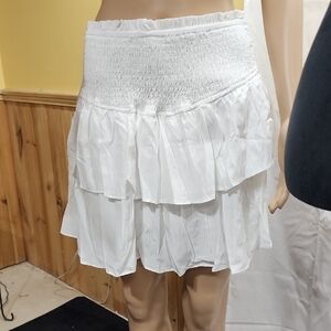 White Ruffled Mini Skirt Boho Fairy Angel Sz XL Modesty Shorts Costume Cosplay